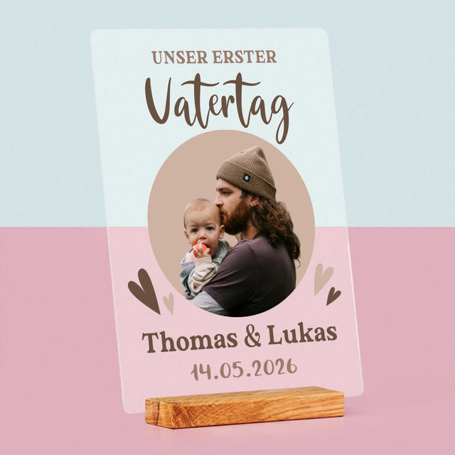 Foto Und Unterschrift: Der Erste Vatertag Foto Im Kreis - Druck Auf Acrylglas