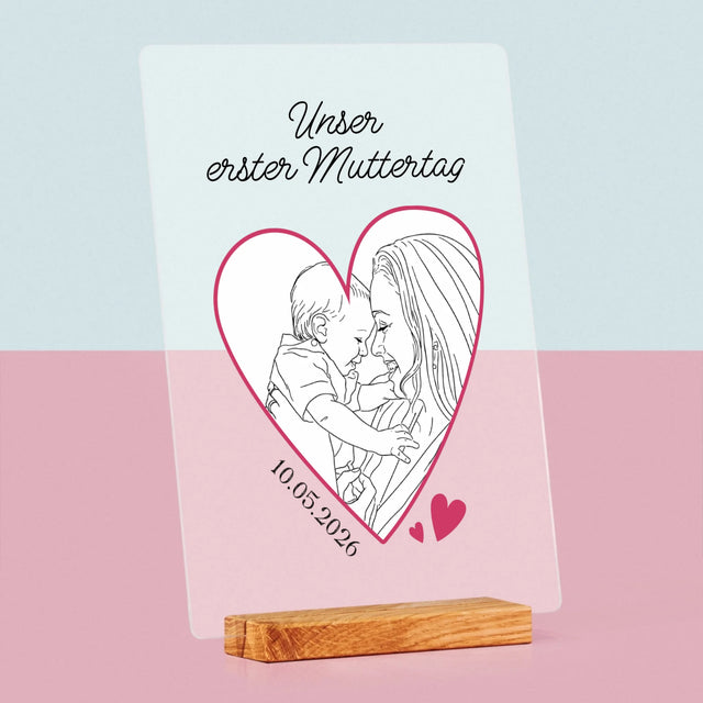 Foto Und Unterschrift: Lineart: Der Erste Muttertag - Druck Auf Acrylglas