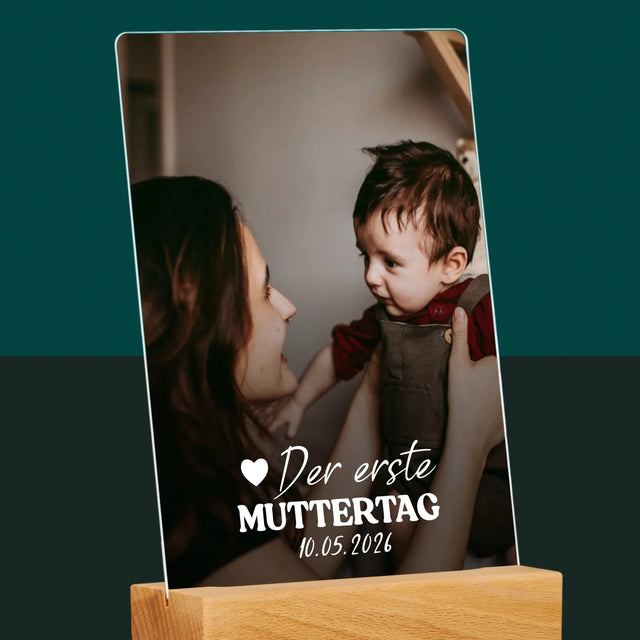 Foto Und Unterschrift: Der Erste Muttertag Herz - Druck Auf Acrylglas