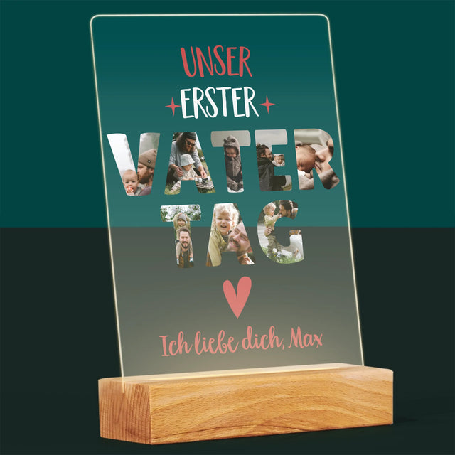 Buchstaben-Collage: Der Erste Vatertag Herz - Druck Auf Acrylglas