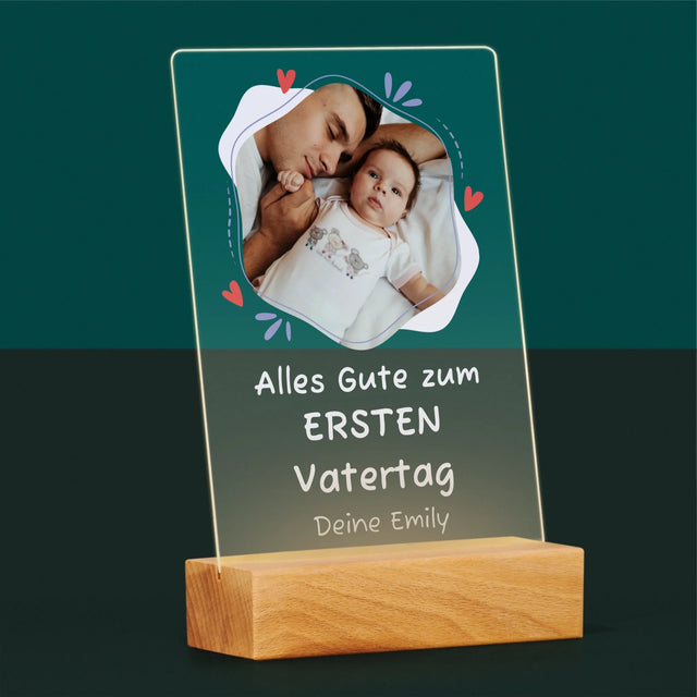 Foto Und Unterschrift: Alles Gute Zum Ersten Vatertag - Druck Auf Acrylglas