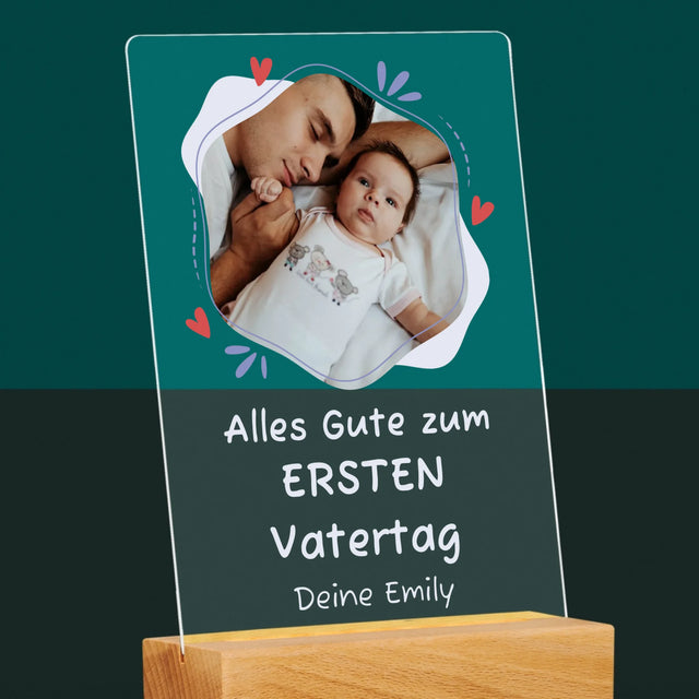 Foto Und Unterschrift: Alles Gute Zum Ersten Vatertag - Druck Auf Acrylglas