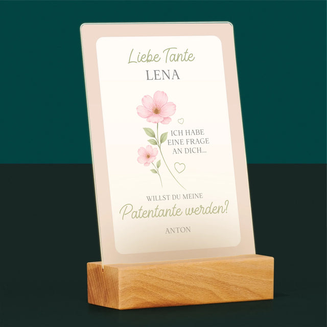 Name Und Unterschrift: Tante, Willst Du Meine Patentante Werden Blumen - Druck Auf Acrylglas