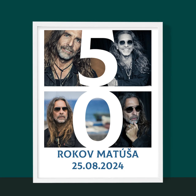 Fotokolaż: 50 Lat Cyfra Zdjęcia - Wydruk Obramowany | SK