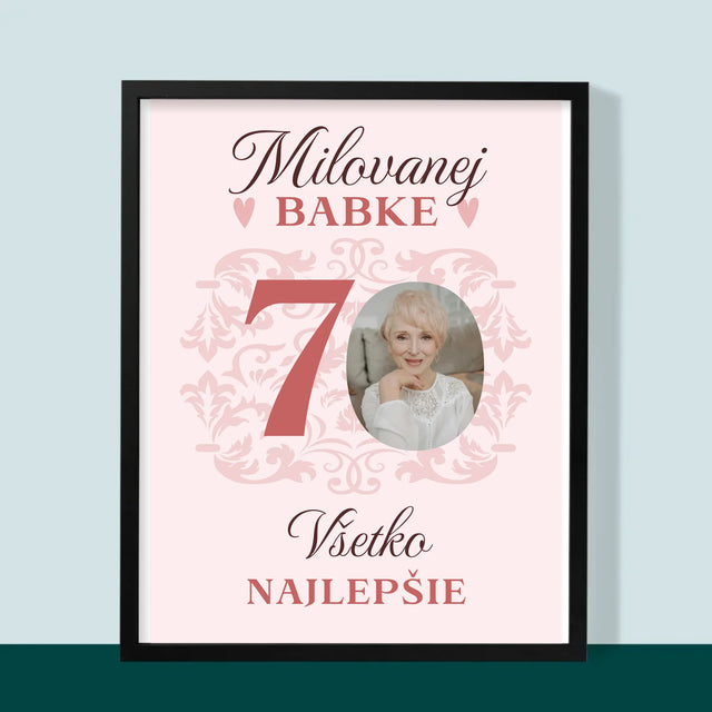 Zdjęcie I Podpis: Kochanej Babci Wszystkiego Najlepszego - Wydruk Obramowany | SK