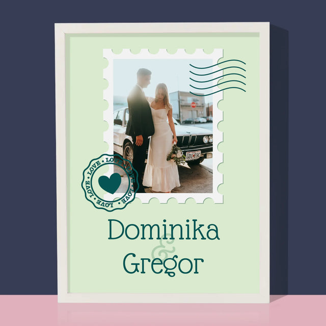 Zdjęcie i Podpis: Ślubna Pocztówka - Wydruk Obramowany | SK