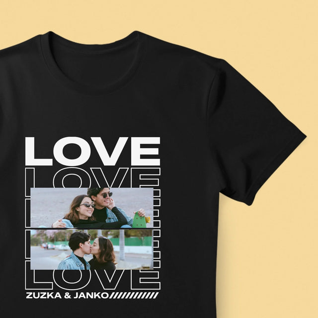 Fotokolaż: z Napisem Love - Koszulka Męska z Nadrukiem | SK