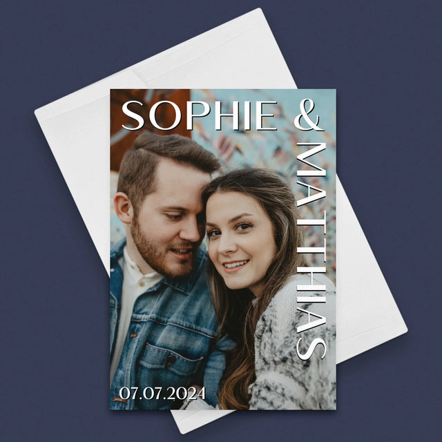 Foto Und Unterschrift: Namen Hochzeit - Glückwunschkarte