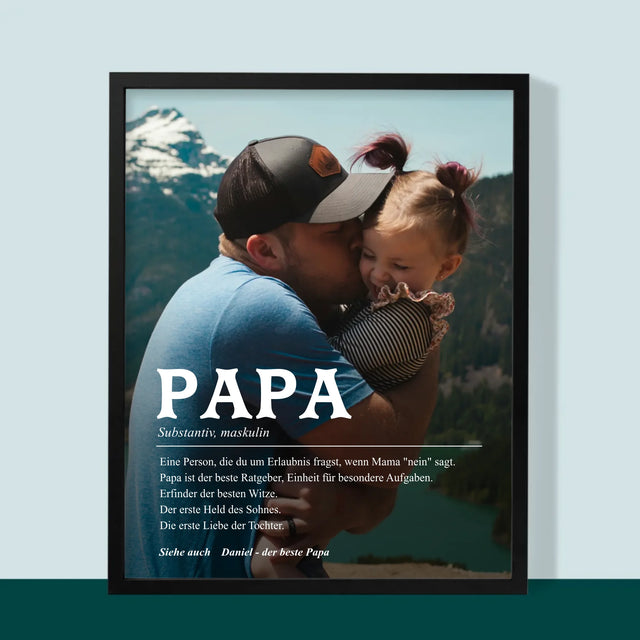 Foto Und Unterschrift: Definition Papa - Druck Mit Rahmen 30X40