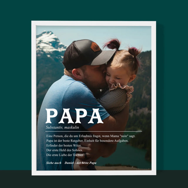 Foto Und Unterschrift: Definition Papa - Druck Mit Rahmen 30X40