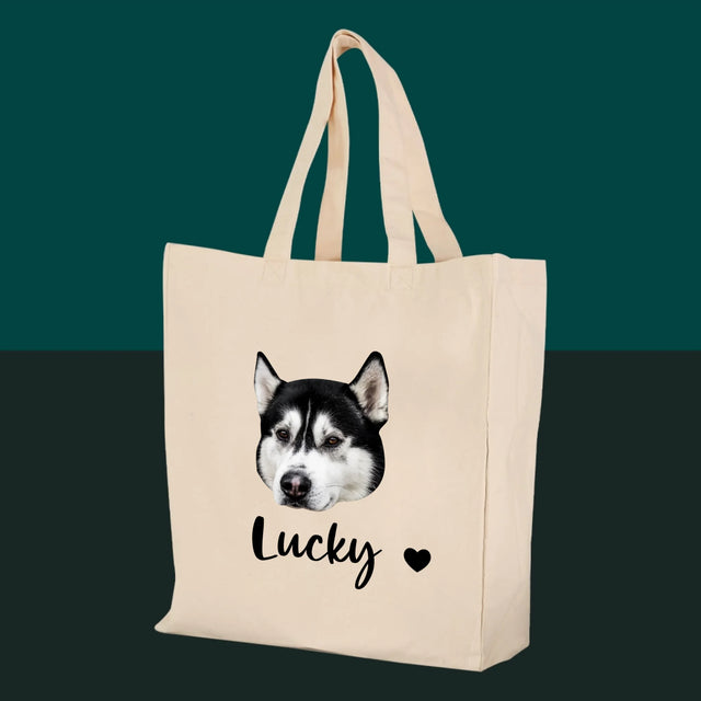Dein Charakter: Der Kopf deines Hundes – Canvas-Tasche mit Aufdruck | DE