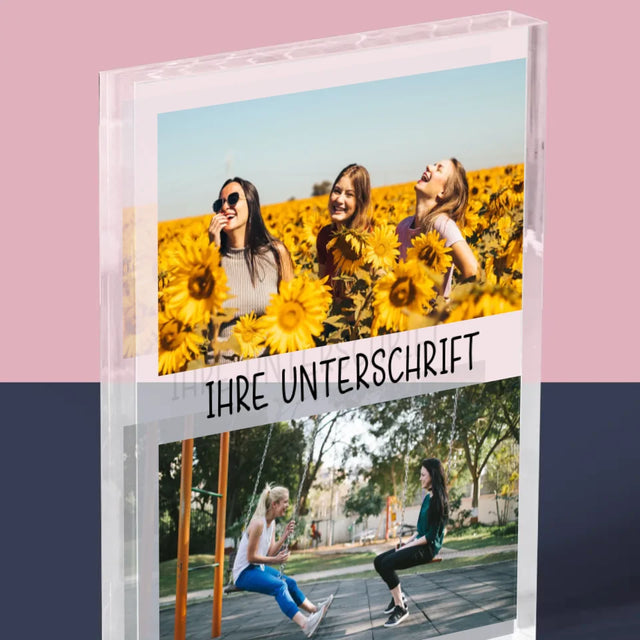 Fotocollage: 2 Fotos Und Unterschrift - Acrylblock