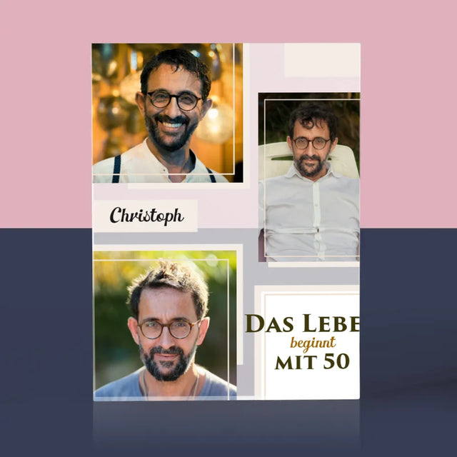 Fotocollage: Das Leben Beginnt Mit 50 - Acrylblock