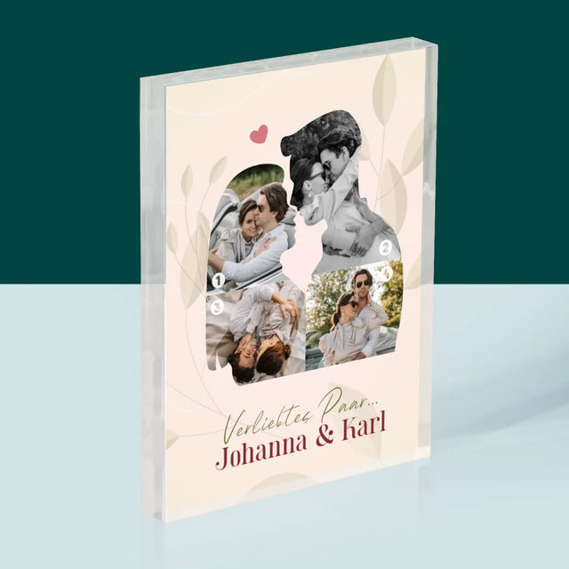 Form-Collage: Verliebtes Paar - Acrylblock