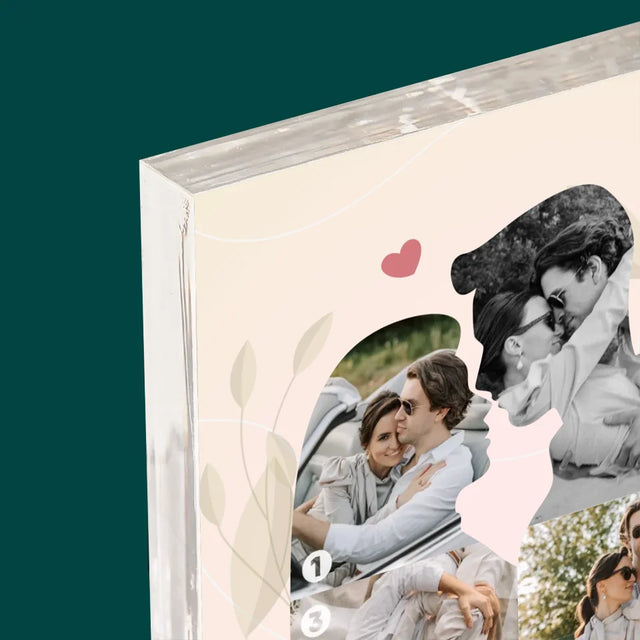 Form-Collage: Verliebtes Paar - Acrylblock