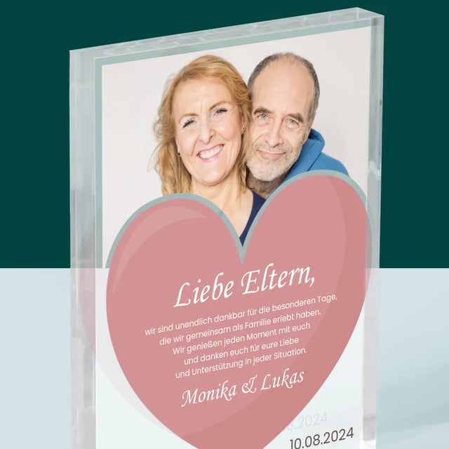 Foto Und Unterschrift: Liebe Eltern - Acrylblock