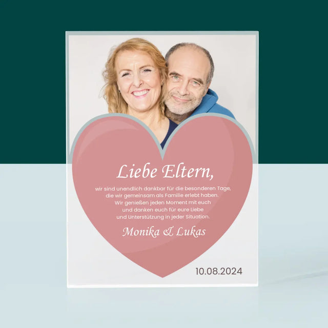 Foto Und Unterschrift: Liebe Eltern - Acrylblock