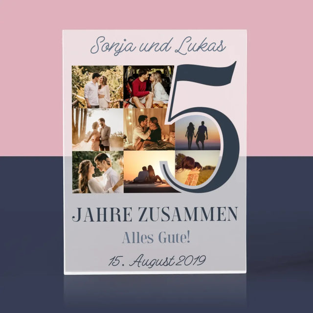 Fotocollage: 5 Jahre Zusammen - Acrylblock