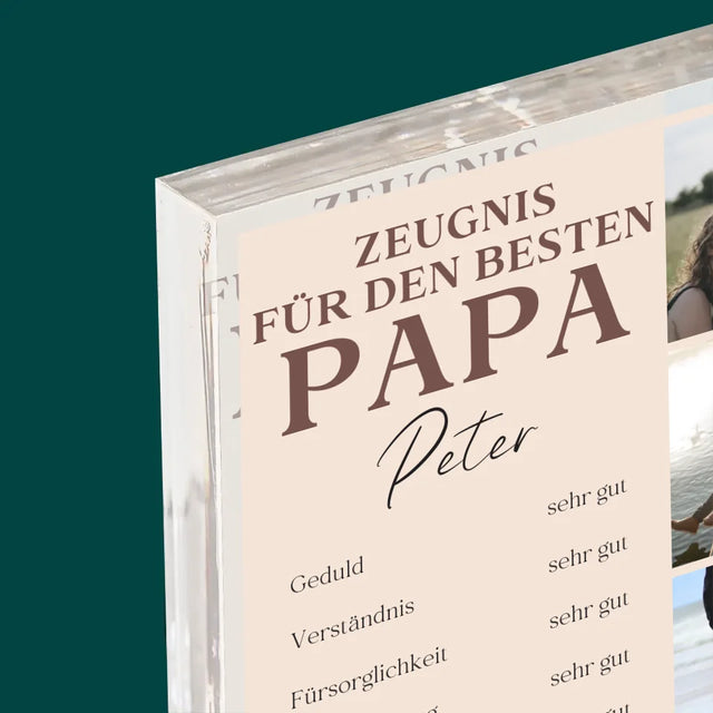 Fotocollage: Papa-Zeugnis - Acrylblock