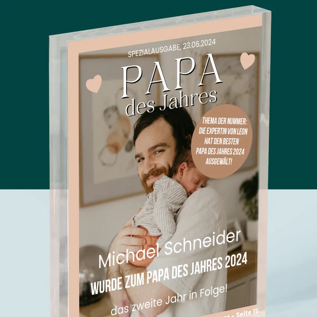 Magazin-Cover: Papa Des Jahres - Acrylblock