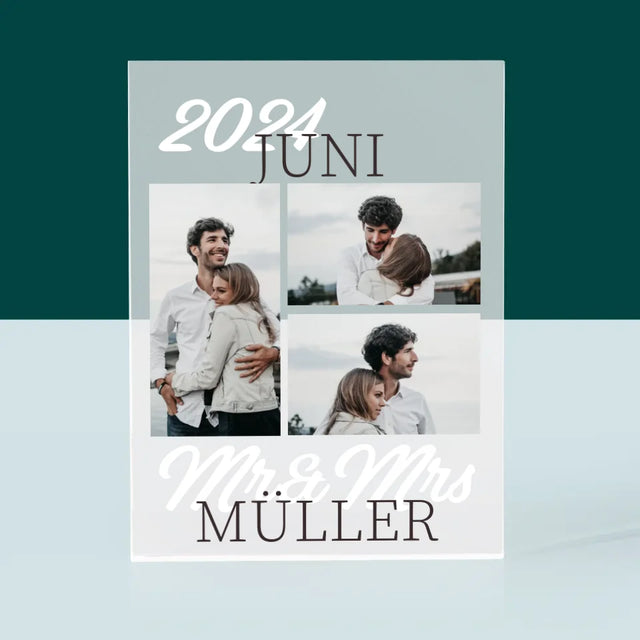 Fotocollage: Mr&Mrs Datum - Acrylblock