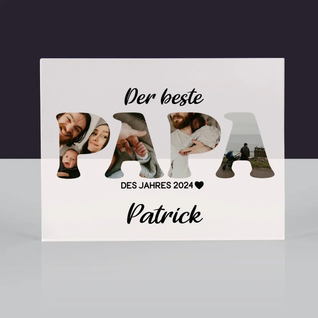 Buchstaben-Collage: Bester Papa Des Jahres - Acrylblock