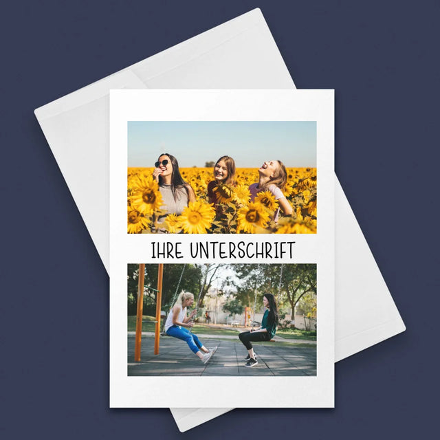 Fotocollage: 2 Fotos Und Unterschrift - Glückwunschkarte