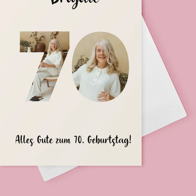 Buchstaben-Collage: 70. Geburtstag - Glückwunschkarte