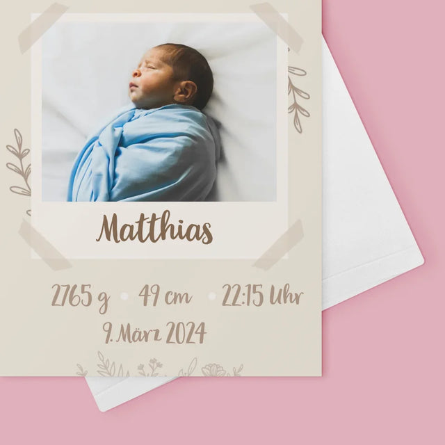 Geburtsdatum: Geburtsdatum Blätter - Glückwunschkarte