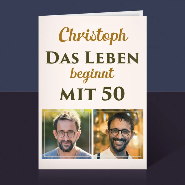 Fotocollage: Das Leben Beginnt Mit 50 - Glückwunschkarte