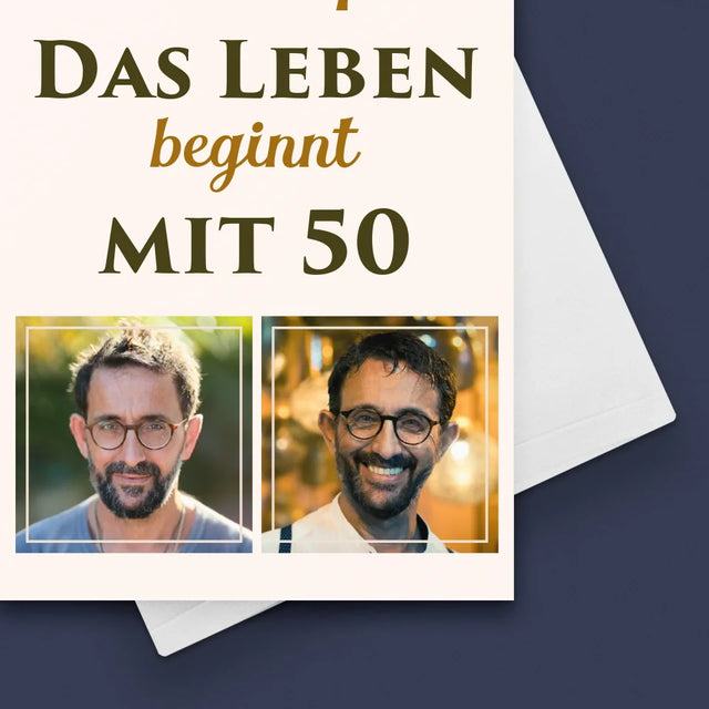 Fotocollage: Das Leben Beginnt Mit 50 - Glückwunschkarte