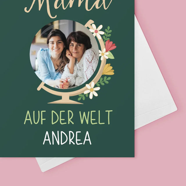 Foto Und Unterschrift: Beste Mama Welt - Glückwunschkarte