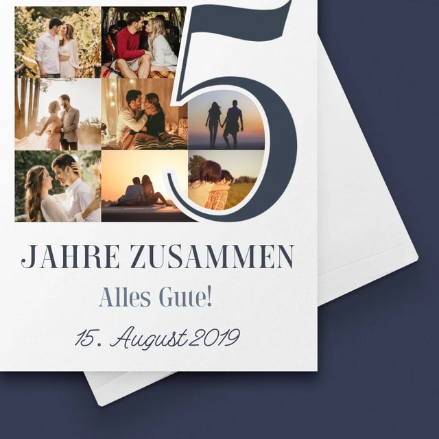 Fotocollage: 5 Jahre Zusammen - Glückwunschkarte
