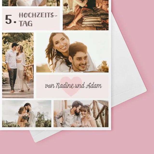 Fotocollage: 5. Hochzeitstag - Glückwunschkarte