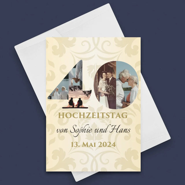 Buchstaben-Collage: 40. Hochzeitstag - Glückwunschkarte