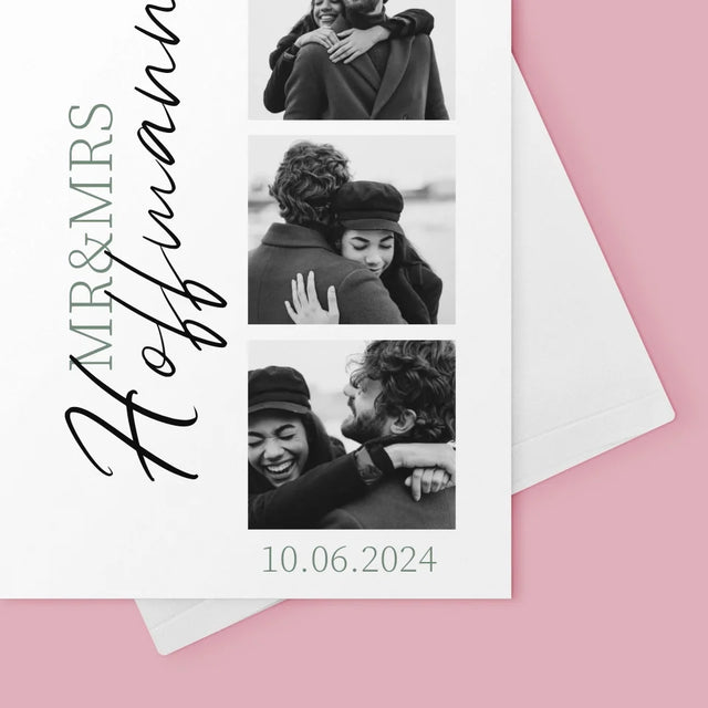 Fotocollage: Mr&Mrs Hochzeit - Glückwunschkarte