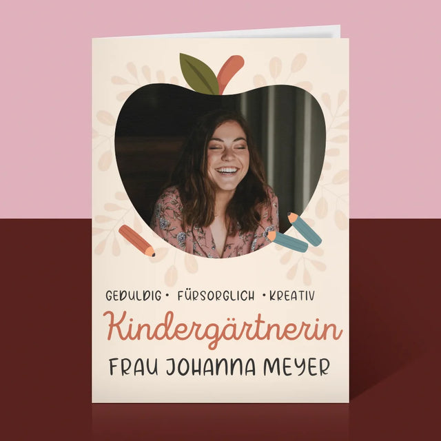 Foto Und Unterschrift: Kindergärtnerin - Glückwunschkarte