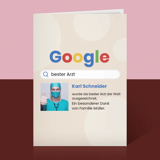 Foto Und Unterschrift: Bester Arzt Google-Suche - Glückwunschkarte