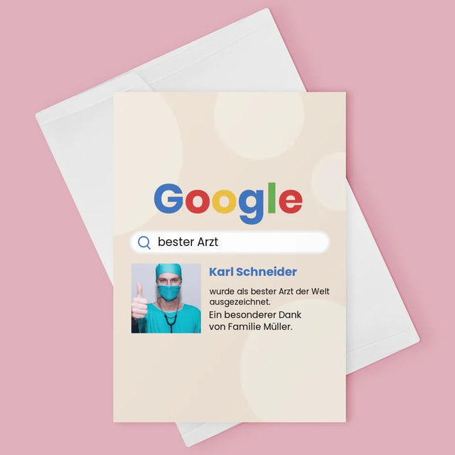 Foto Und Unterschrift: Bester Arzt Google-Suche - Glückwunschkarte