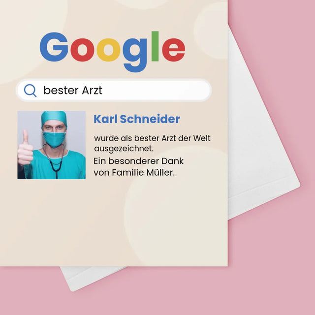 Foto Und Unterschrift: Bester Arzt Google-Suche - Glückwunschkarte