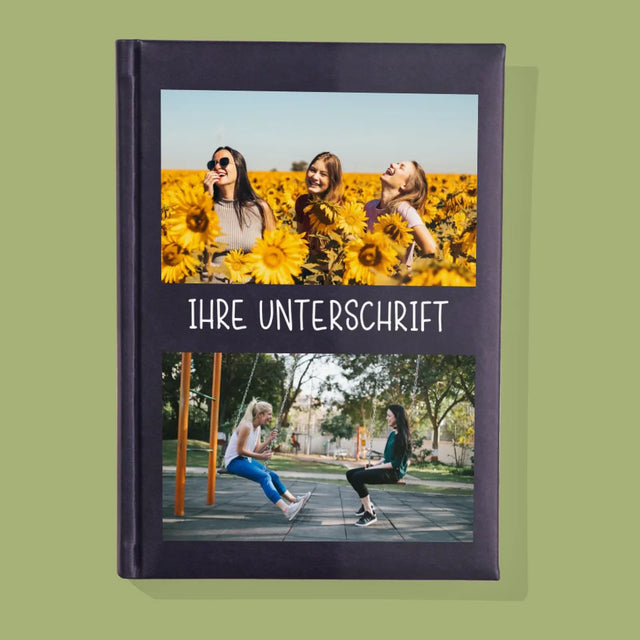 Fotocollage: 2 Fotos Und Unterschrift - Notizbuch