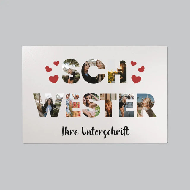 Buchstaben-Collage: Schwester - Schreibtischunterlage