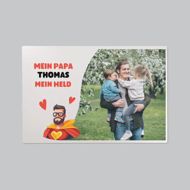 Foto Und Unterschrift: Papa, Mein Held - Schreibtischunterlage