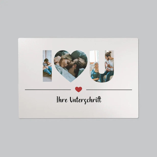 Buchstaben-Collage: I Love You - Schreibtischunterlage