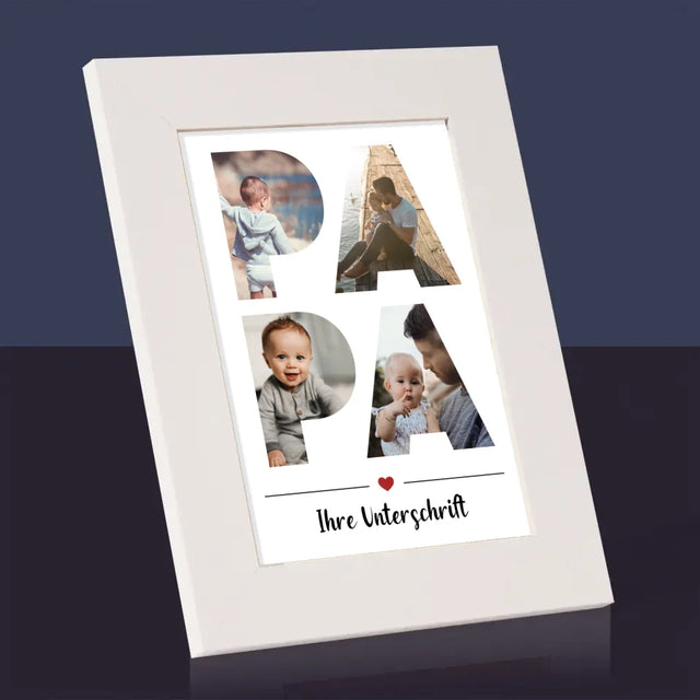 Buchstaben-Collage: Papa - Bilderrahmen