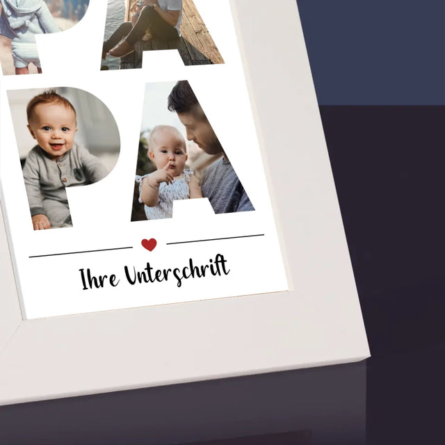 Buchstaben-Collage: Papa - Bilderrahmen
