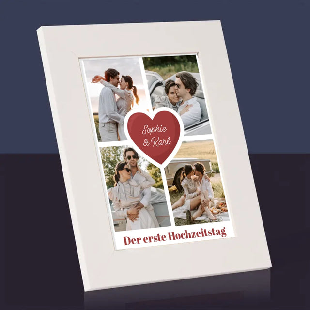 Fotocollage: Erster Hochzeitstag Herz - Bilderrahmen