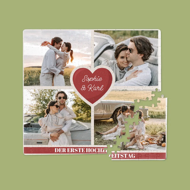 Fotocollage: Erster Hochzeitstag Herz - Puzzle