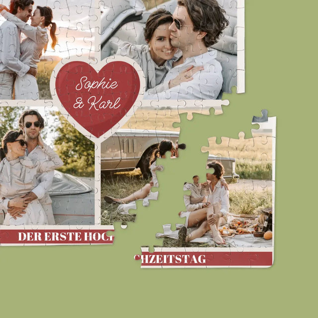 Fotocollage: Erster Hochzeitstag Herz - Puzzle