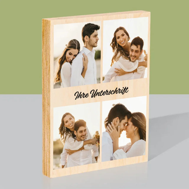 Fotocollage: 4 Fotos Und Unterschrift - Druck Auf Holz